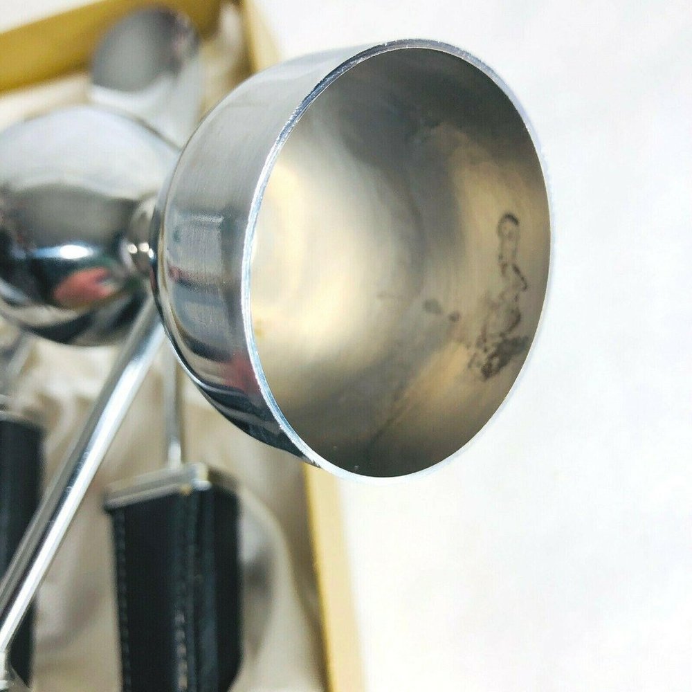 Vintage SWANK Ascot Bar Set Black Leather Silver - Picture 6 of 12